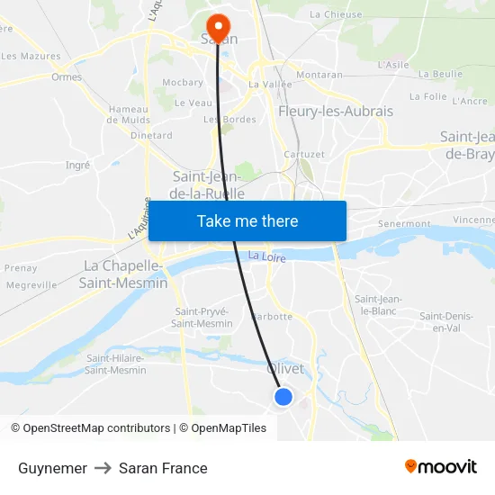Guynemer to Saran France map