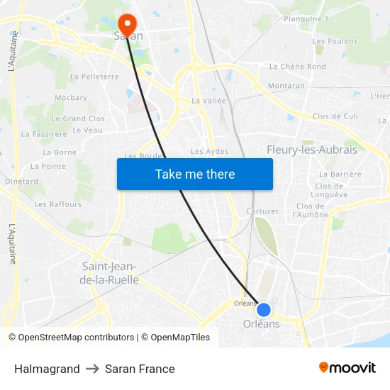 Halmagrand to Saran France map