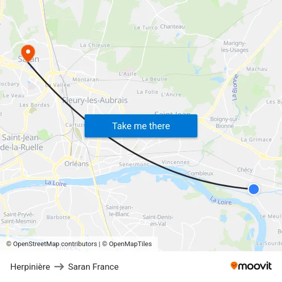 Herpinière to Saran France map