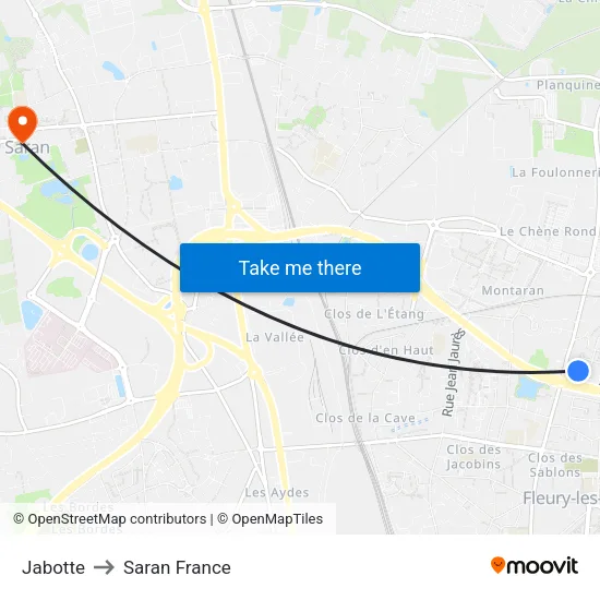 Jabotte to Saran France map