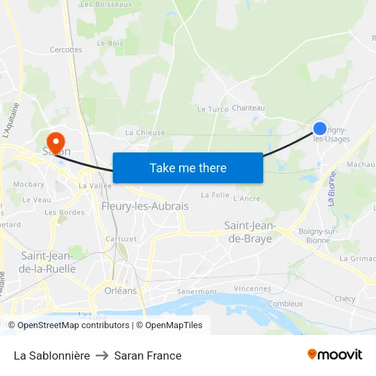 La Sablonnière to Saran France map