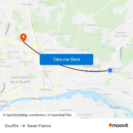 Gouffre to Saran France map