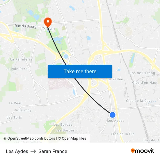 Les Aydes to Saran France map