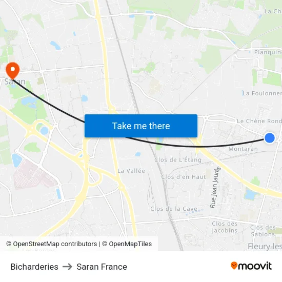 Bicharderies to Saran France map