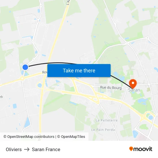 Oliviers to Saran France map