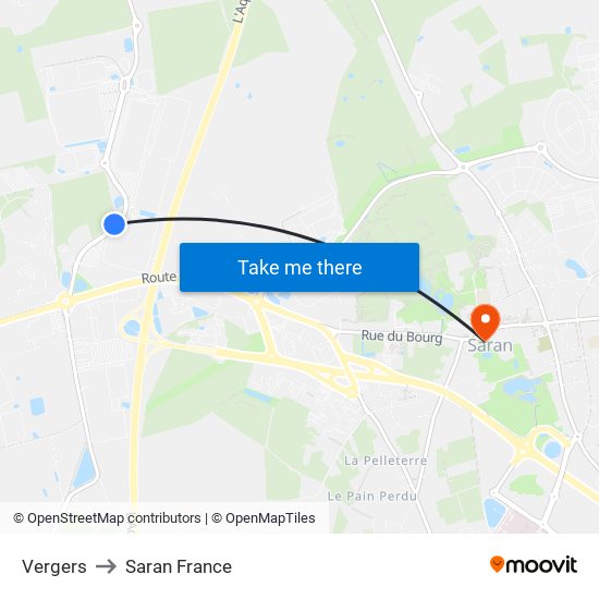 Vergers to Saran France map