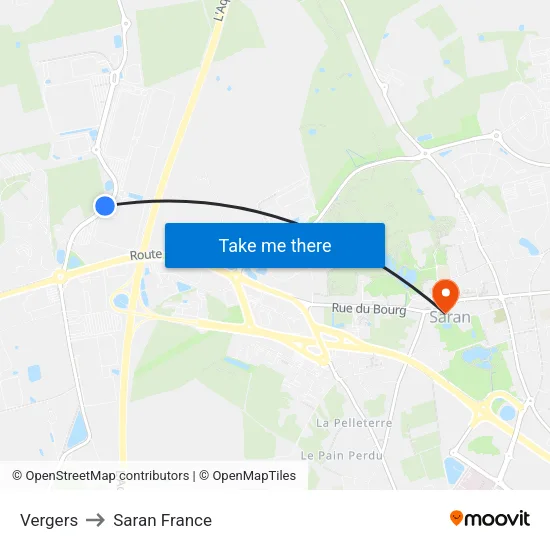 Vergers to Saran France map