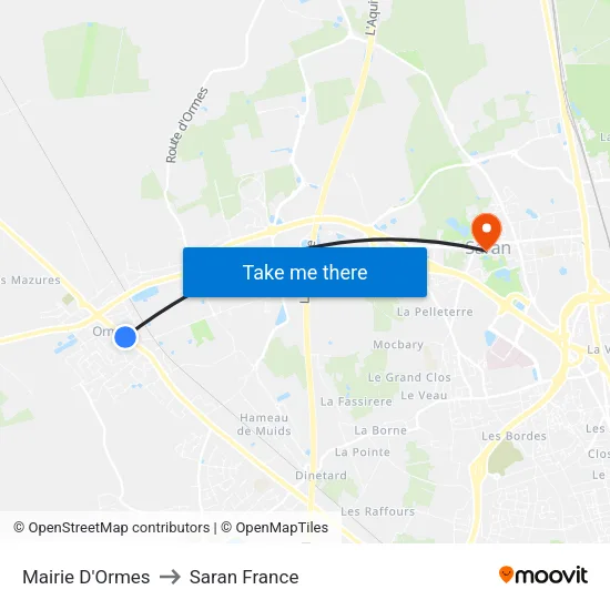 Mairie D'Ormes to Saran France map