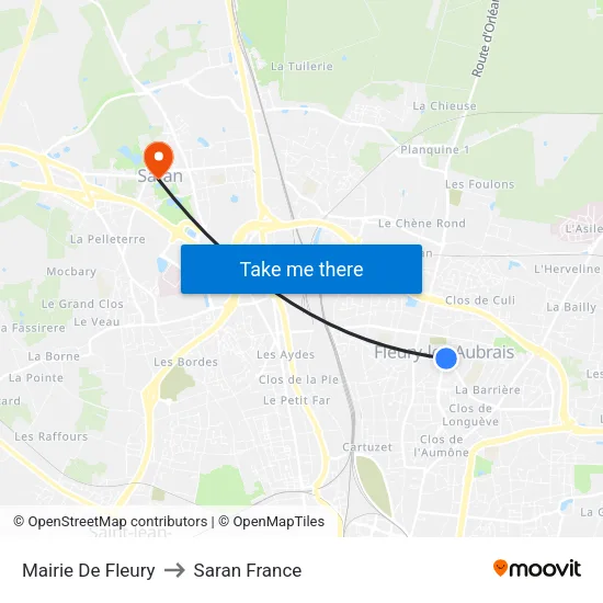 Mairie De Fleury to Saran France map