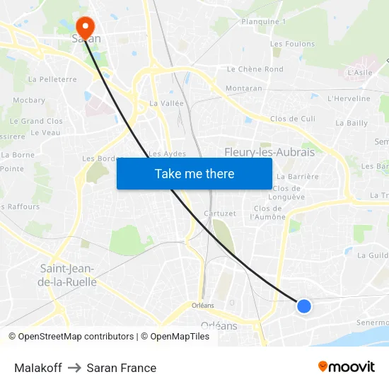 Malakoff to Saran France map