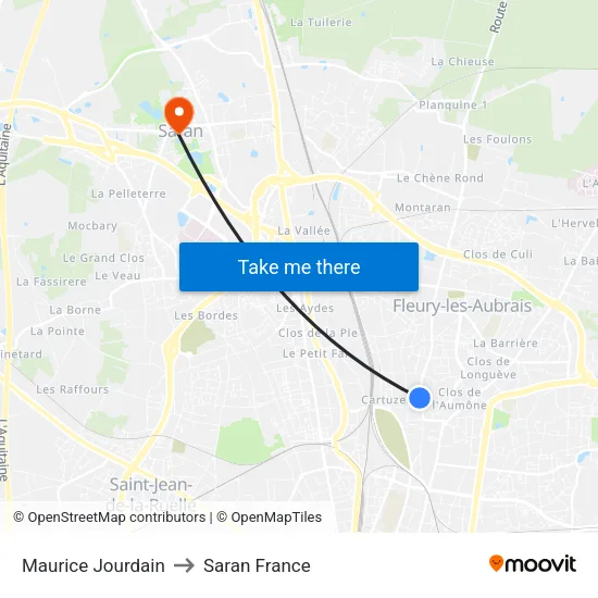 Maurice Jourdain to Saran France map