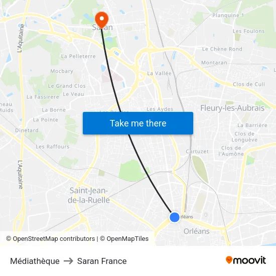 Médiathèque to Saran France map