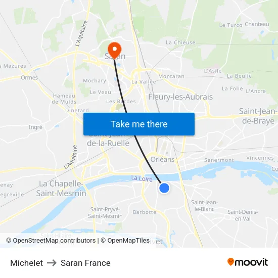 Michelet to Saran France map