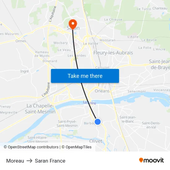 Moreau to Saran France map