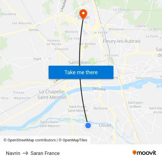 Navrin to Saran France map