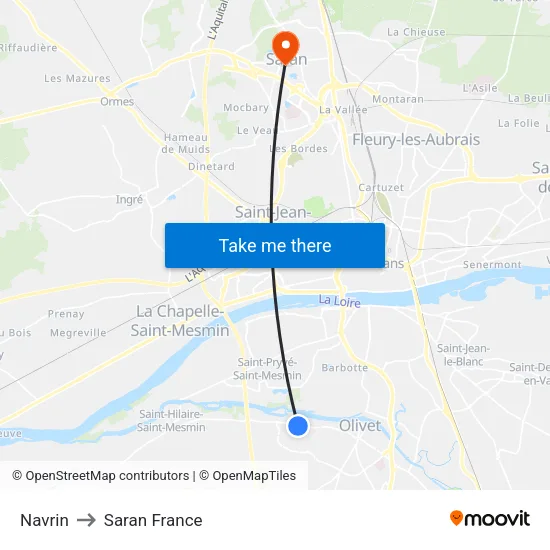 Navrin to Saran France map