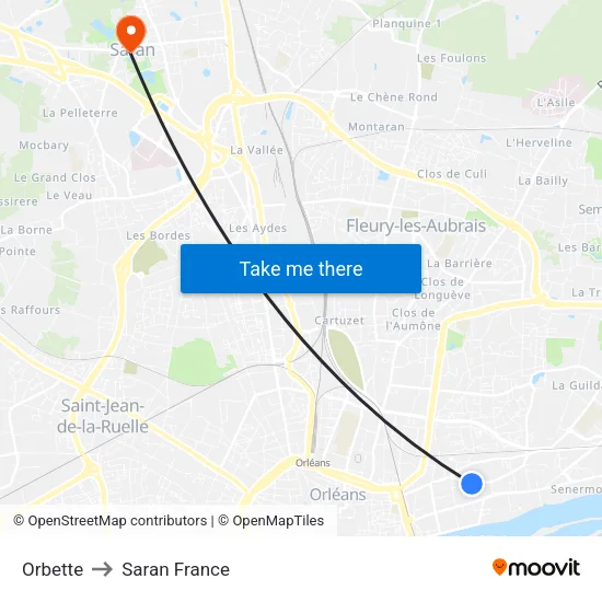 Orbette to Saran France map