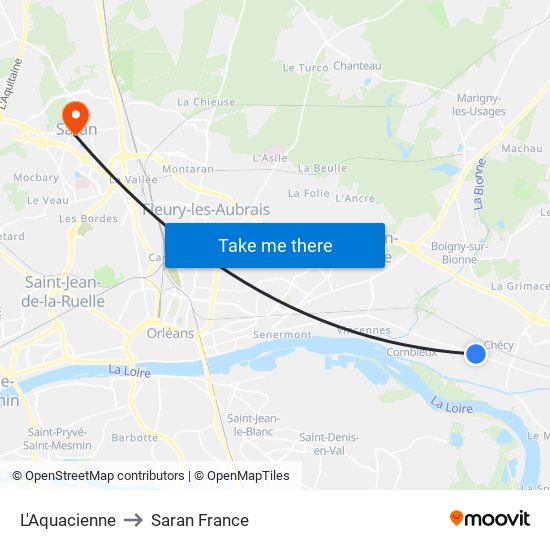 L'Aquacienne to Saran France map