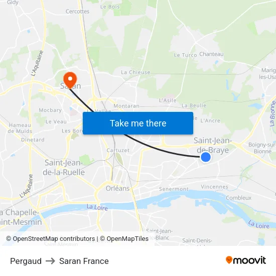 Pergaud to Saran France map