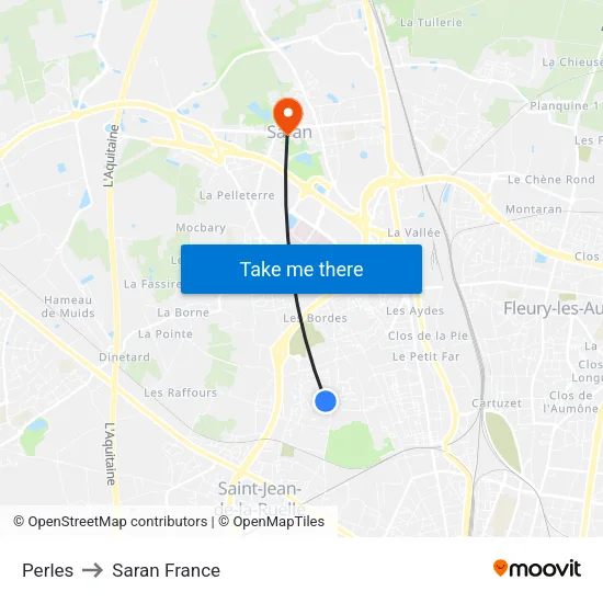 Perles to Saran France map