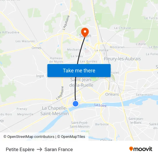 Petite Espère to Saran France map