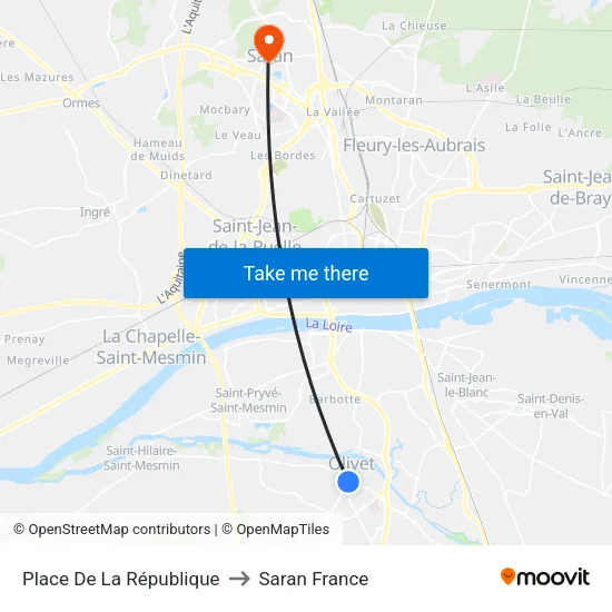 Place De La République to Saran France map