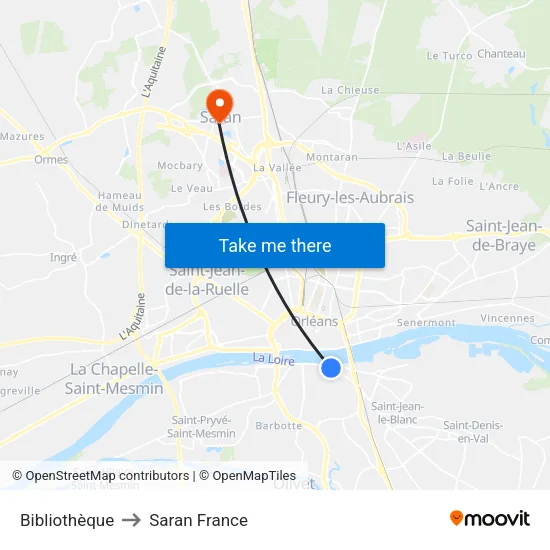 Bibliothèque to Saran France map