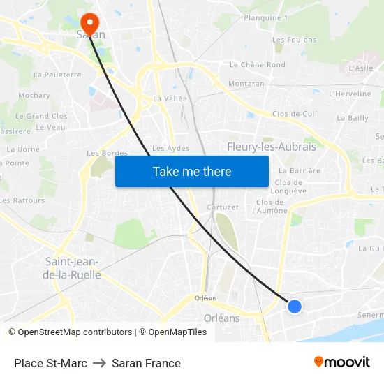 Place St-Marc to Saran France map