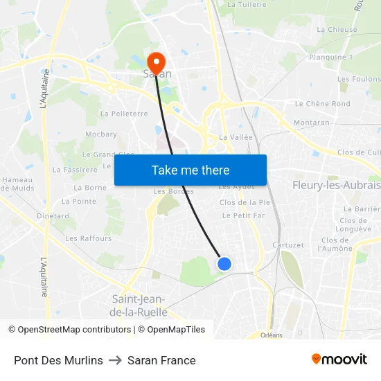 Pont Des Murlins to Saran France map