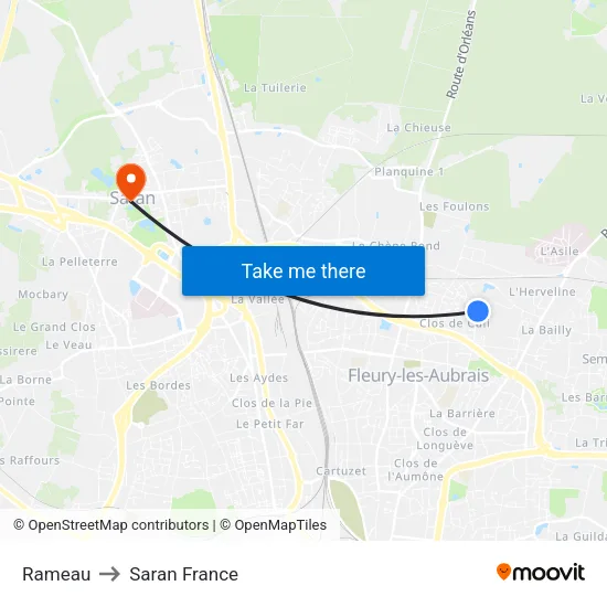 Rameau to Saran France map