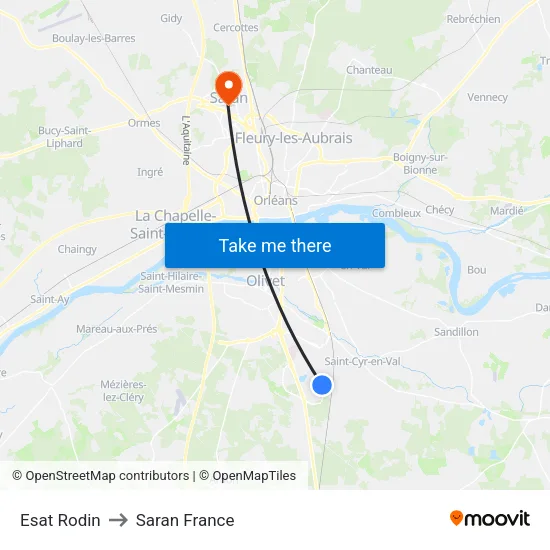 Esat Rodin to Saran France map