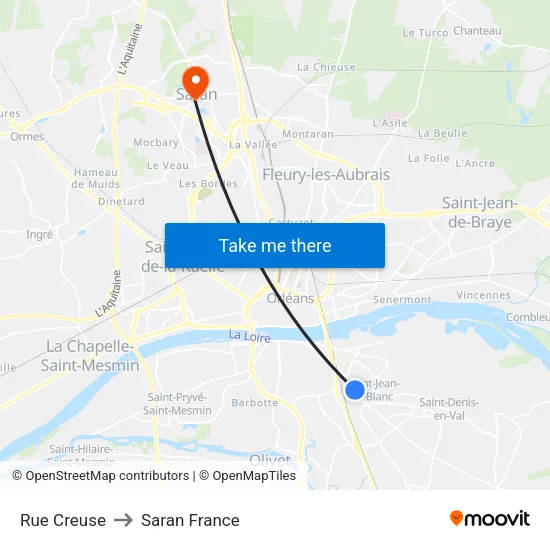 Rue Creuse to Saran France map