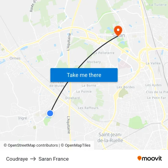 Coudraye to Saran France map