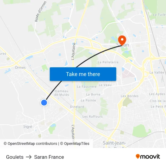 Goulets to Saran France map