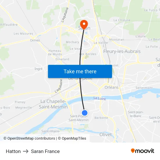 Hatton to Saran France map