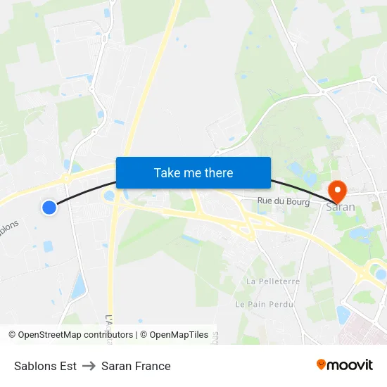 Sablons Est to Saran France map