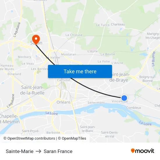Sainte-Marie to Saran France map