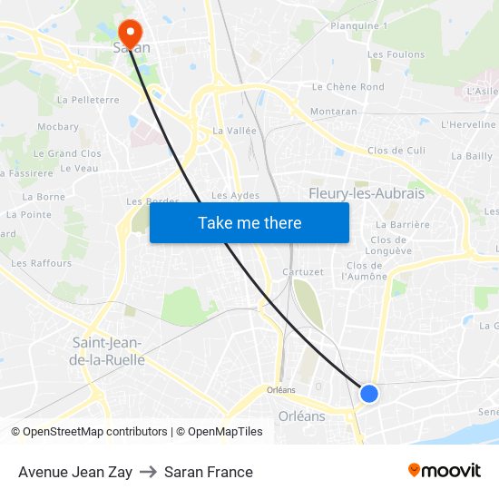 Avenue Jean Zay to Saran France map