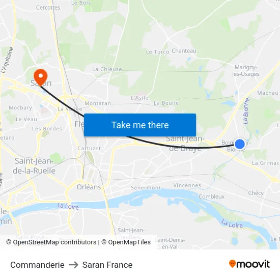 Commanderie to Saran France map