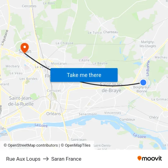 Rue Aux Loups to Saran France map