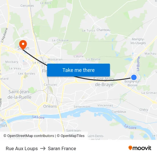 Rue Aux Loups to Saran France map