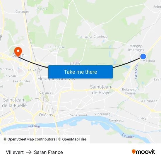 Villevert to Saran France map