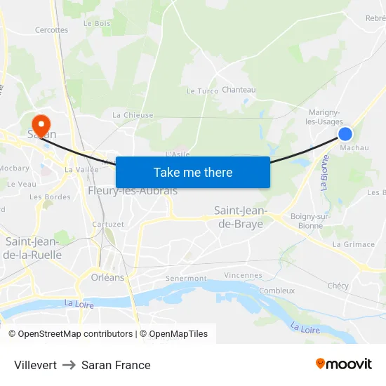 Villevert to Saran France map