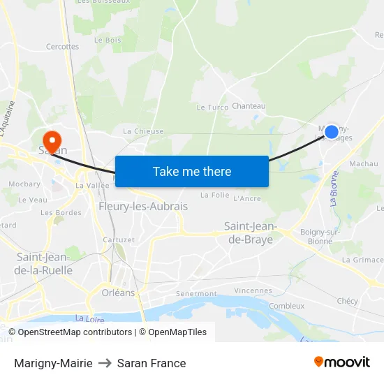 Marigny-Mairie to Saran France map