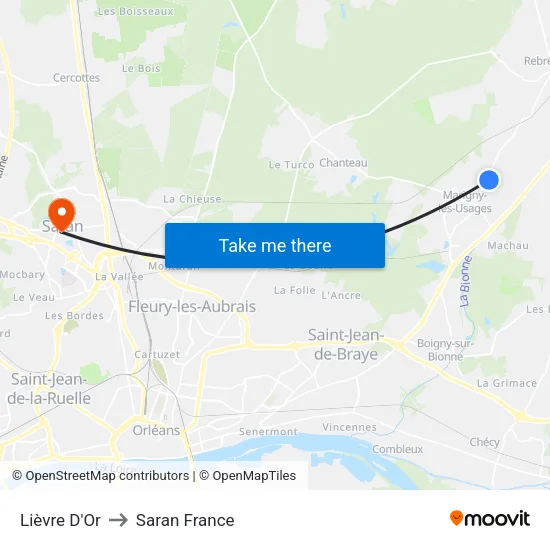 Lièvre D'Or to Saran France map