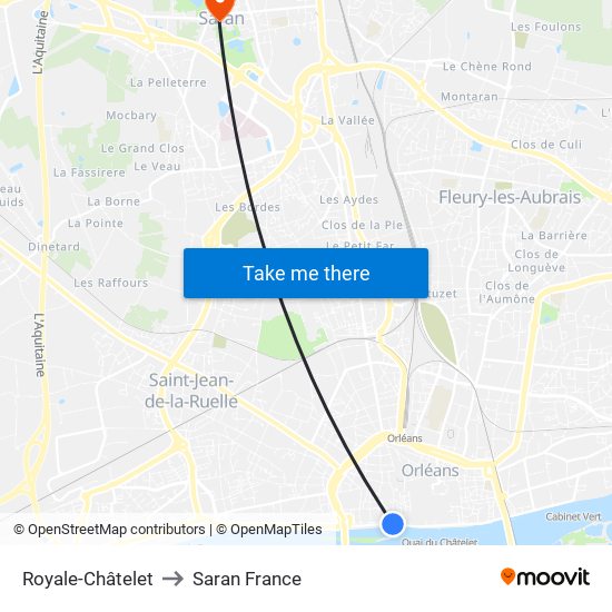Royale-Châtelet to Saran France map