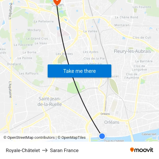 Royale-Châtelet to Saran France map