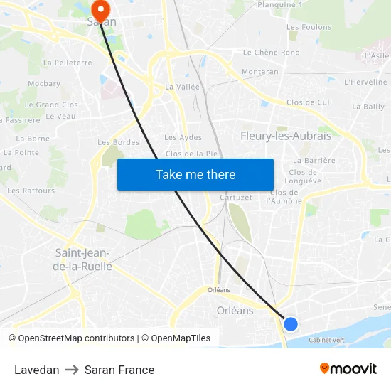 Lavedan to Saran France map
