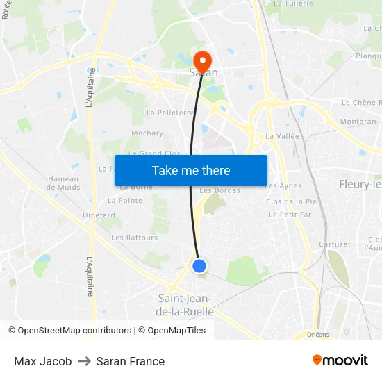 Max Jacob to Saran France map