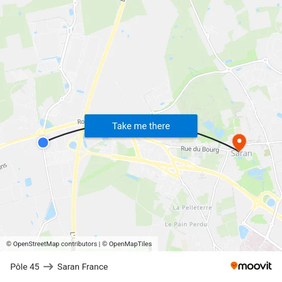 Pôle 45 to Saran France map
